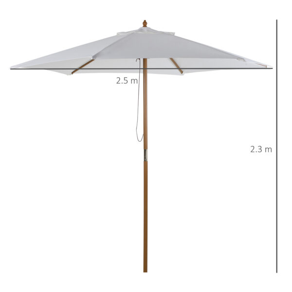 Ombrellone da Giardino in Bambù, Bianco Crema, Ø250 x 230cm