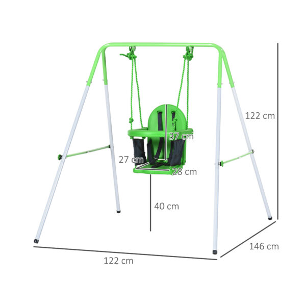 Altalena per Bambini: Giardino e Salotto, Acciaio e PE, 122x146x122 cm, Verde