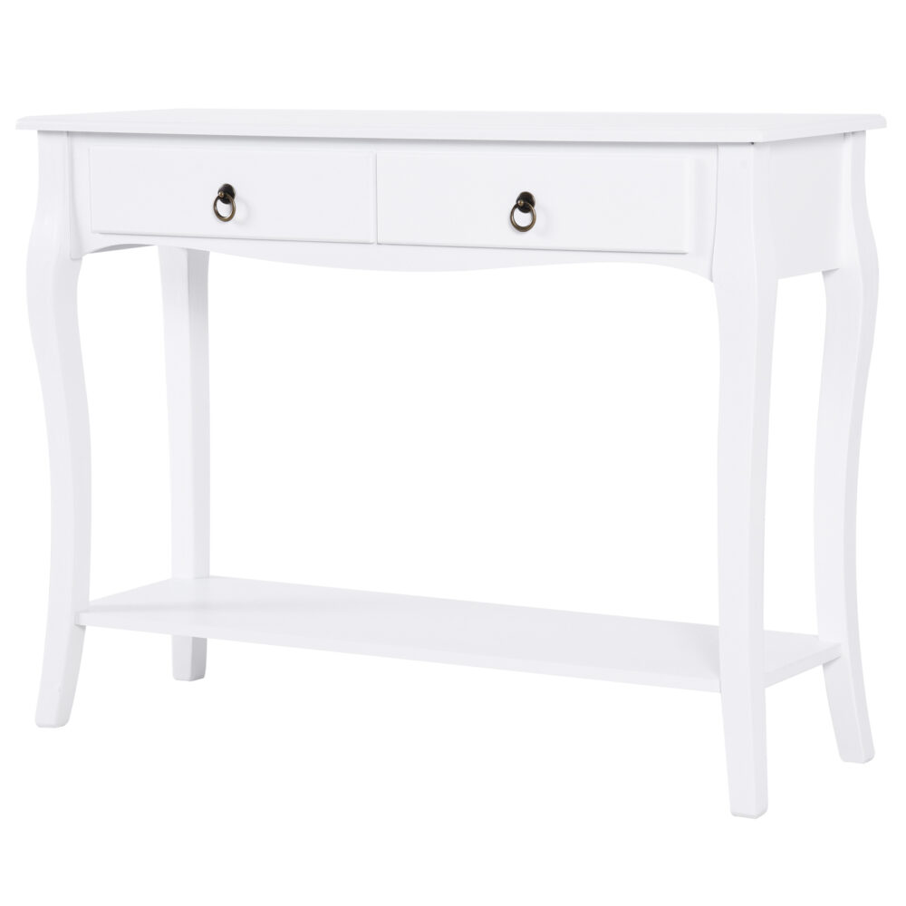 Tavolo Consolle per Ingresso, colore Bianco, 100x33x76cm 