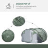 Tenda da Campeggio Pop Up 4-5 Posti 2 Porte e 4 Finestre Telo Impermeabile, Verde Scuro