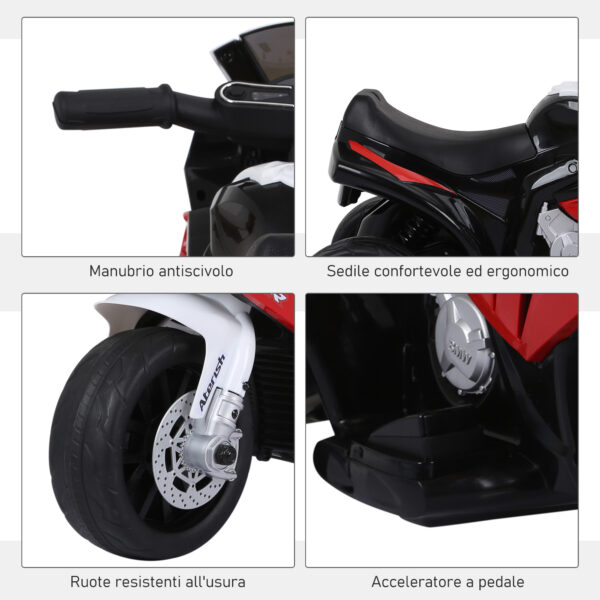 Moto Elettrica per Bambini con Licenza BMW Max 20kg - Batteria 6V Bianco e Rosso