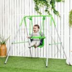 Altalena per Bambini: Giardino e Salotto, Acciaio e PE, 122x146x122 cm, Verde