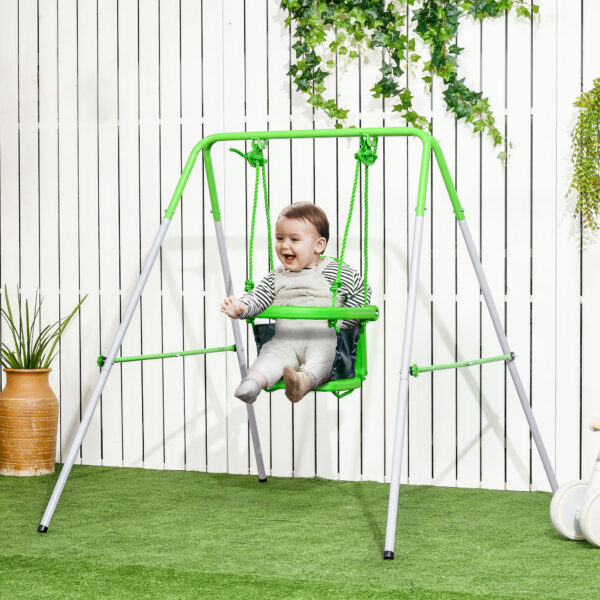 Altalena per Bambini: Giardino e Salotto, Acciaio e PE, 122x146x122 cm, Verde