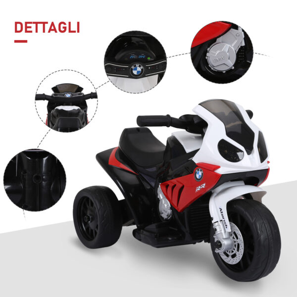 Moto Elettrica per Bambini con Licenza BMW Max 20kg - Batteria 6V Bianco e Rosso