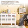 Mobile Copricalorifero Larghezza Regolabile e Mensola Superiore - MDF e Legno, Bianco