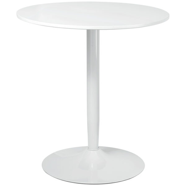 Tavolo Rotondo Moderno per 2 Persone in MDF e Acciaio - Ø70x75cm, Bianco