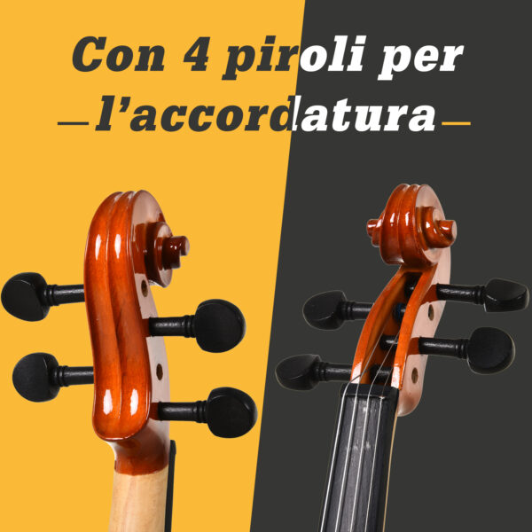 Violino 4/4 per Adulti con Custodia, Archetto, Corde, Ponticello, Accordatore Inclusi