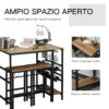 Set Tavolo con 2 Sgabelli Alti da Bar Portabottiglie e Portabicchieri in Stile Industriale