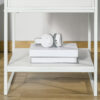 Comodino Moderno Set 2 Pezzi con Cassetto e Ripiano Aperto, in MDF e Acciaio, 45x40x60cm, Bianco