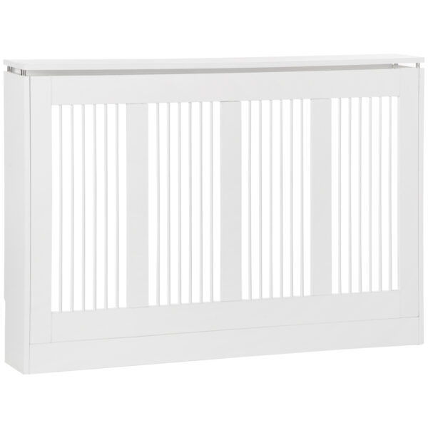 Copritermosifone a Doghe Moderno ed Elegante per la Casa, in MDF e Acciaio, 120x18x84cm, Bianco