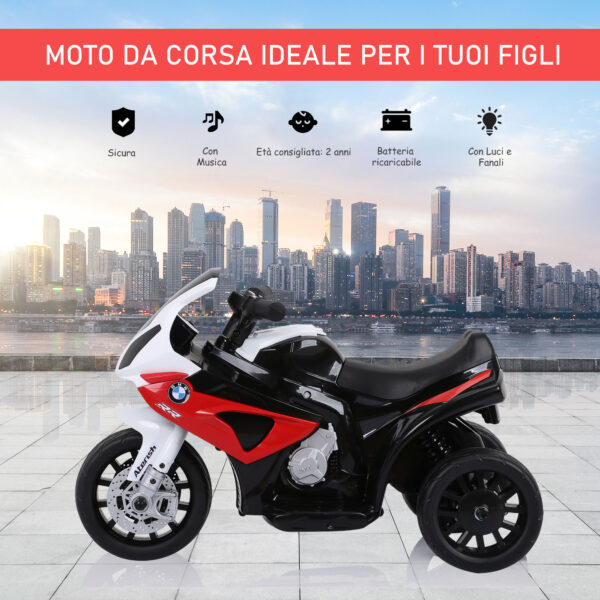 Moto Elettrica per Bambini con Licenza BMW Max 20kg - Batteria 6V Bianco e Rosso