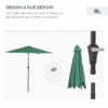 Ombrellone da Giardino Inclinabile Spiaggia Alluminio e Poliestere Φ2.7×2.35m Verde Scuro