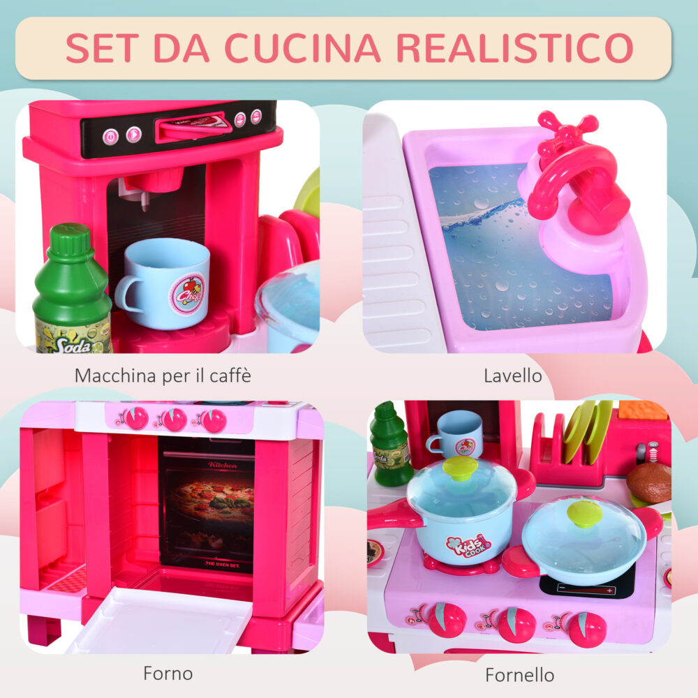 Cucina giocattolo di legno per bambini con lavello e fornello, Set