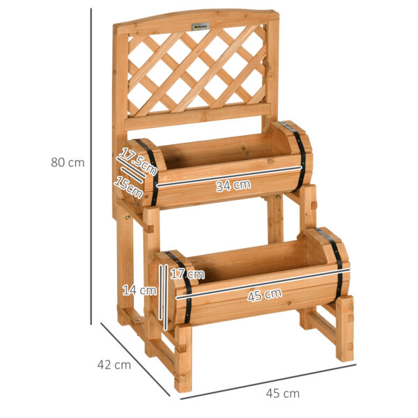 Fioriera da Esterno a Mezza Botte in Legno d'Abete con Design Verticale Rialzato