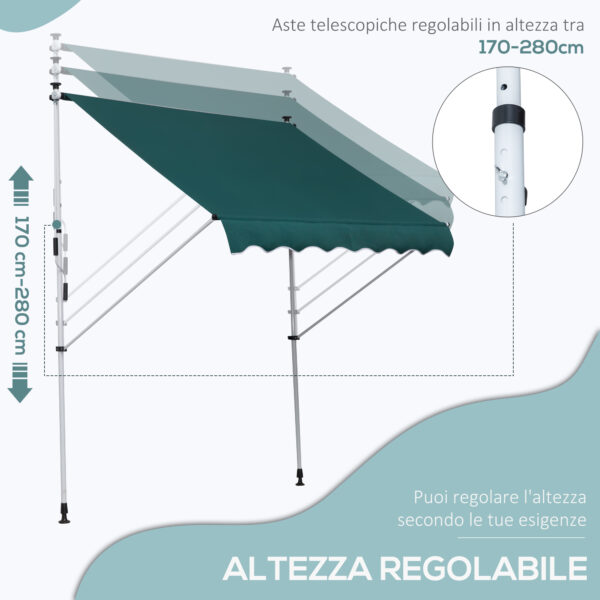 Tenda da Sole con Manovella, Telaio Telescopico e Angolo Regolabile Verde 200x150cm