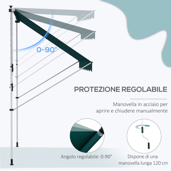 Tenda da Sole con Manovella, Telaio Telescopico e Angolo Regolabile Verde 200x150cm