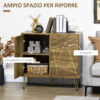 Mobile Multiuso con Armadietto e 3 Cassetti in Legno e Acciaio, 84x39x80.7cm, Bronzo