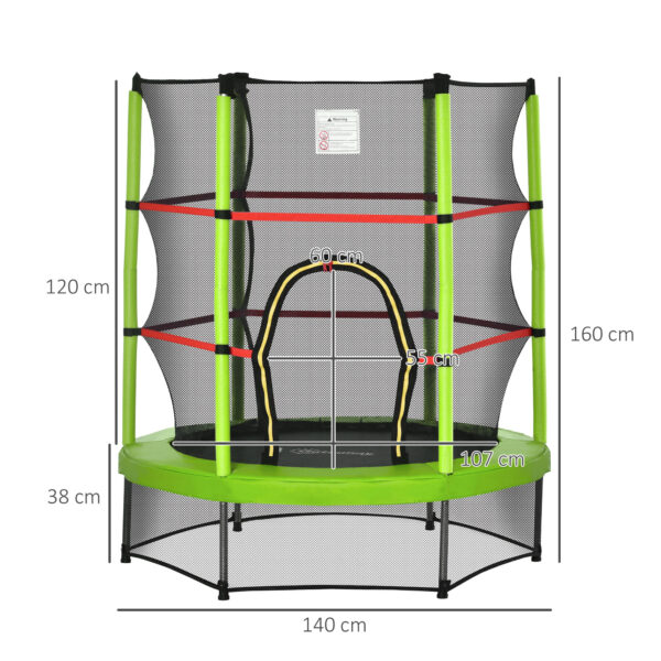 Tappeto Elastico Φ140cm per Bambini da 3 Anni con Rete di Protezione Trampolino Elastico Carico Massimo 45kg