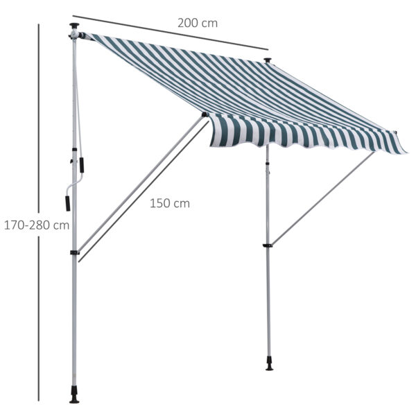 Tenda da Sole da Esterno a Rullo con Manovella, Altezza e Angolazione Regolabile, 200x150cm