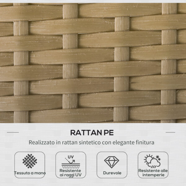 Set Tavolino in Rattan Sintetico, Beige e Caffè