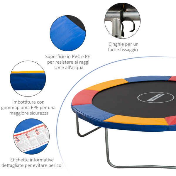 Copertura Bordo di Protezione per Trampolino Elastico in PVC Rosso Blu Giallo ( Ø305cm )