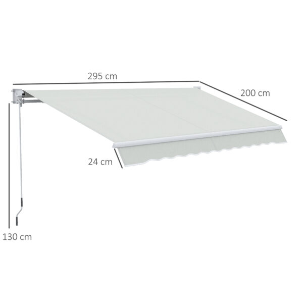 Tenda da Sole a Bracci Regolabile 5°-35° in Alluminio e Poliestere, 200x295 cm, Crema