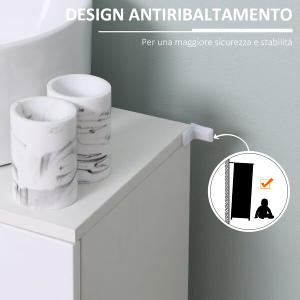 Mobile Sottolavabo per Bagno a 2 Ante in Legno con Mensola Regolabile, 60x30Px62.5cm