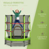 Tappeto Elastico Φ140cm per Bambini da 3 Anni con Rete di Protezione Trampolino Elastico Carico Massimo 45kg