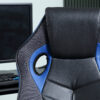 Sedia da Gaming Poltrona da Ufficio Girevole con Ruote in Similpelle Nera Blu