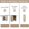 Tavolo Pieghevole Rettangolare per 4-6 persone con 2 Ruote, in Truciolato, 140x80x7cm, Color Legno Naturale