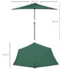 Ombrellone Semicircolare Impermeabile Protezione UV Verde 269 x 138 x 236cm