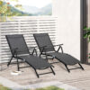 Set 2 Sdraio da Giardino Pieghevoli con Schienale Regolabile, 64x134x95cm, Nero