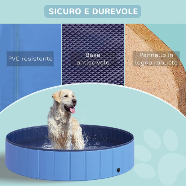 Piscina Pieghevole per Cani in PVC, Azzurro, 140x30cm (ØxH)