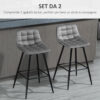 Set 2 Sgabelli da Bar Sedie Imbottite Stile Nordico Velluto Grigio