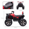 Quad per Bambini Elettrico 12V con Fari Funzionanti e Pedale, Batteria Ricaricabile, Età 3-5 Anni, 100x65x73cm - Nero/Rosso