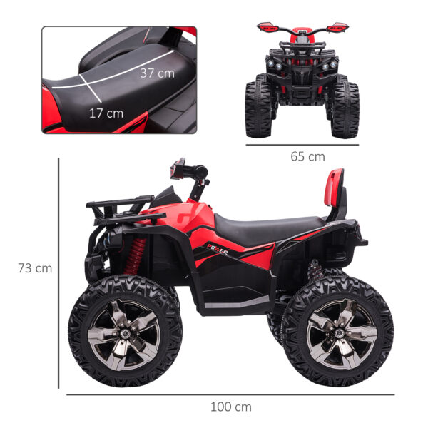 Quad per Bambini Elettrico 12V con Fari Funzionanti e Pedale, Batteria Ricaricabile, Età 3-5 Anni, 100x65x73cm - Nero/Rosso