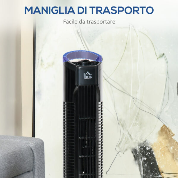 Ventilatore a Colonna 3 Velocità con Oscillazione, Piantana Rotonda e Maniglia di Trasporto, Potenza 50W, Nero