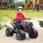 Quad per Bambini Elettrico 12V con Fari Funzionanti e Pedale, Batteria Ricaricabile, Età 3-5 Anni, 100x65x73cm - Nero/Rosso