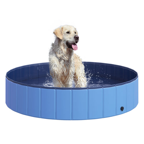 Piscina Pieghevole per Cani in PVC, Azzurro, 140x30cm (ØxH)