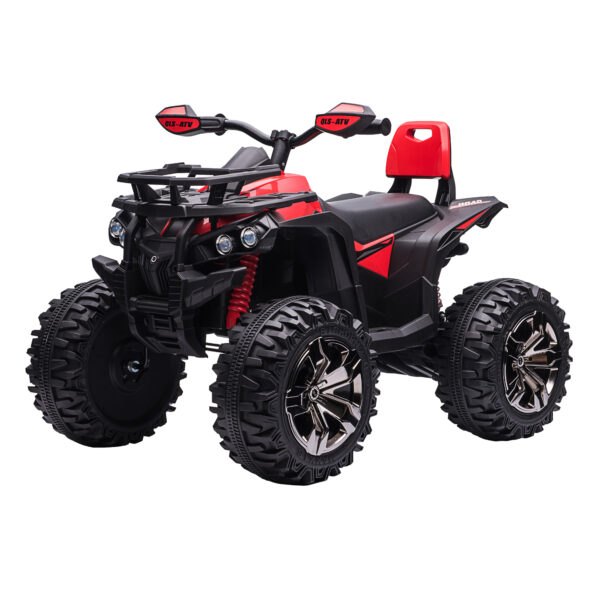 Quad per Bambini Elettrico 12V con Fari Funzionanti e Pedale, Batteria Ricaricabile, Età 3-5 Anni, 100x65x73cm - Nero/Rosso