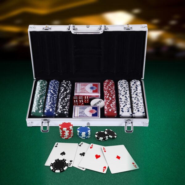 Valigetta Poker Professionale in Alluminio, Set con 300 Fiches e 2 Mazzi per Texas hold'em e Blackjack