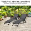 Set 2 Sdraio da Giardino Pieghevoli con Schienale Regolabile, 64x134x95cm, Nero