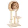 Albero Tiragraffi per Gatti fino a 5kg con Cuccia e Rivestimento in Peluche 48x40x100cm Beige