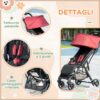 Passeggino per Bambini 0-36 Mesi con Tettuccio, Design Pieghevole e Cesto Portaoggetti, Leggero, Rosso e Nero