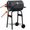 Barbecue a Carbone con Coperchio, Termometro, Mensole e Ruote, 68x63x102cm, Nero