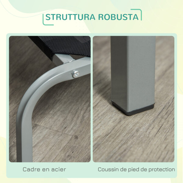 Lettino per Cani da Interno ed Esterno Capacità fino a 32kg con Tessuto Traspirante 130x90x20cm Nero