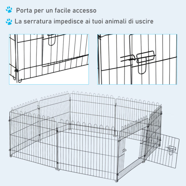 Recinto per Animali Gatti Cani Cuccioli Gabbia in Acciaio Φ180 x 61cm Nero