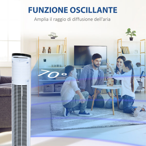 Ventilatore a Colonna con Telecomando a 5m, Oscillante 70°, 3 Funzioni e 3 Velocità, Schermo LED e Timer 7.5h, 50W, Ф20x78.5cm