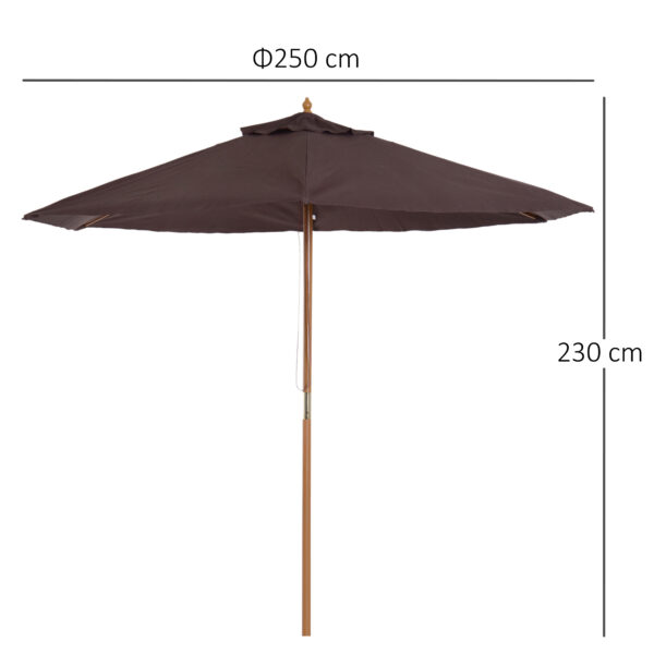 Ombrellone da Giardino e Terrazza in Legno Poliestere 2.5x2.3m Marrone