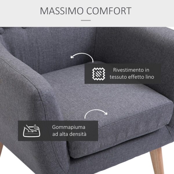 Sedia Poltroncina di Design Camera Soggiorno Moderna Grigia